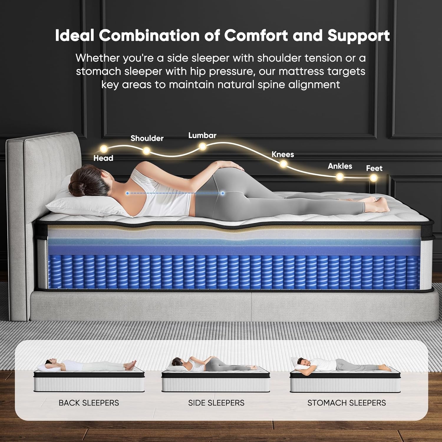 Orthopedic Breathable Cooling Queen Size Hybrid Mattress