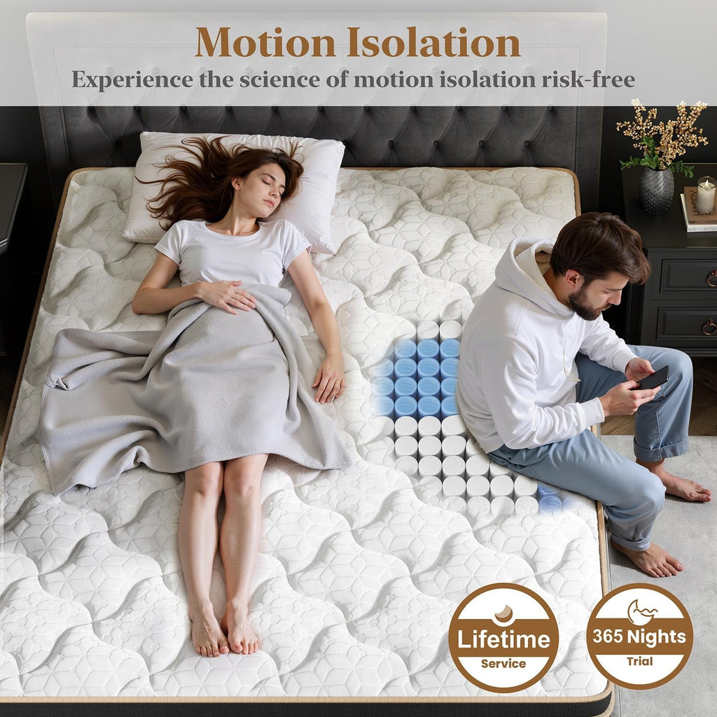 Queen 12 Inch Cooling Hybrid Mattress Certipur Certified