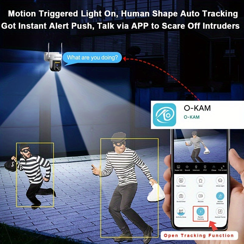 Wireless Outdoor PTZ Solar Security Camera 360°