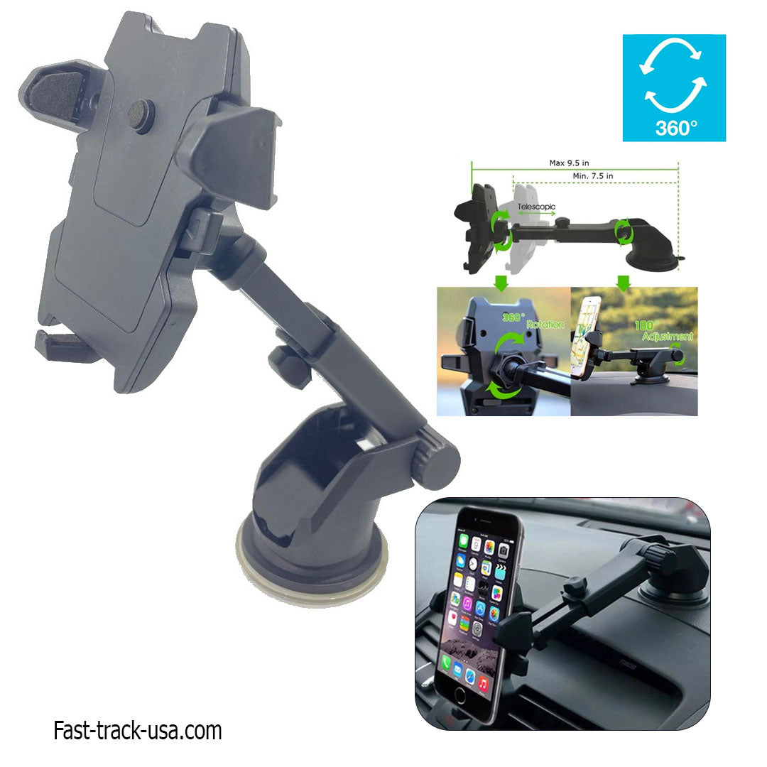 Car Phone Mount Holder Adjustable Long Neck One Touch