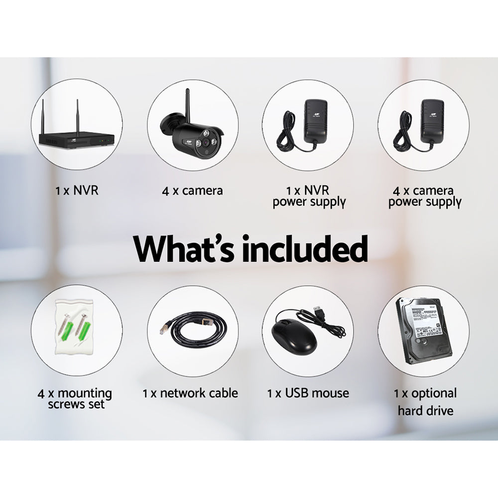 NNEDSZ -CCTV Wireless Security Camera System 8CH Home Outdoor WIFI 4 Bullet Cameras Kit 1TB