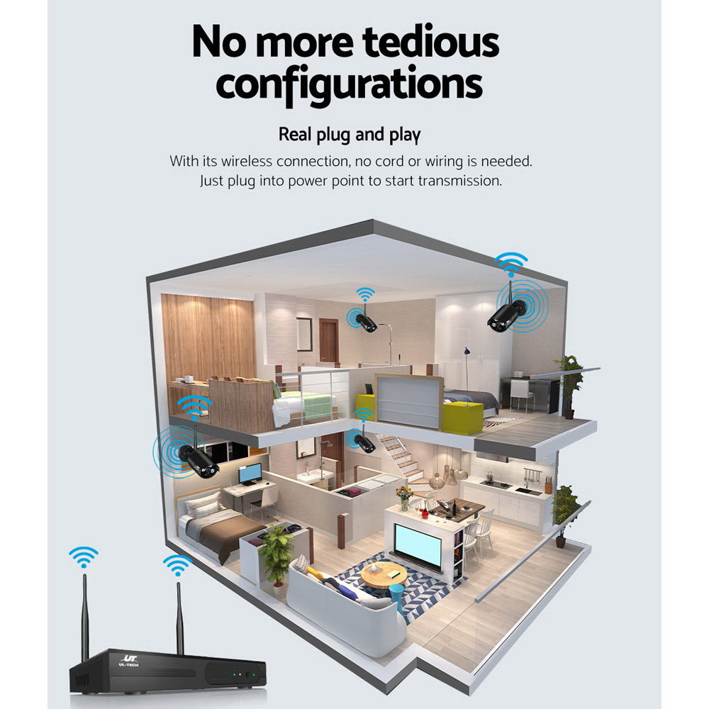 NNEDSZ -CCTV Wireless Security Camera System 8CH Home Outdoor WIFI 6 Bullet Cameras Kit 1TB