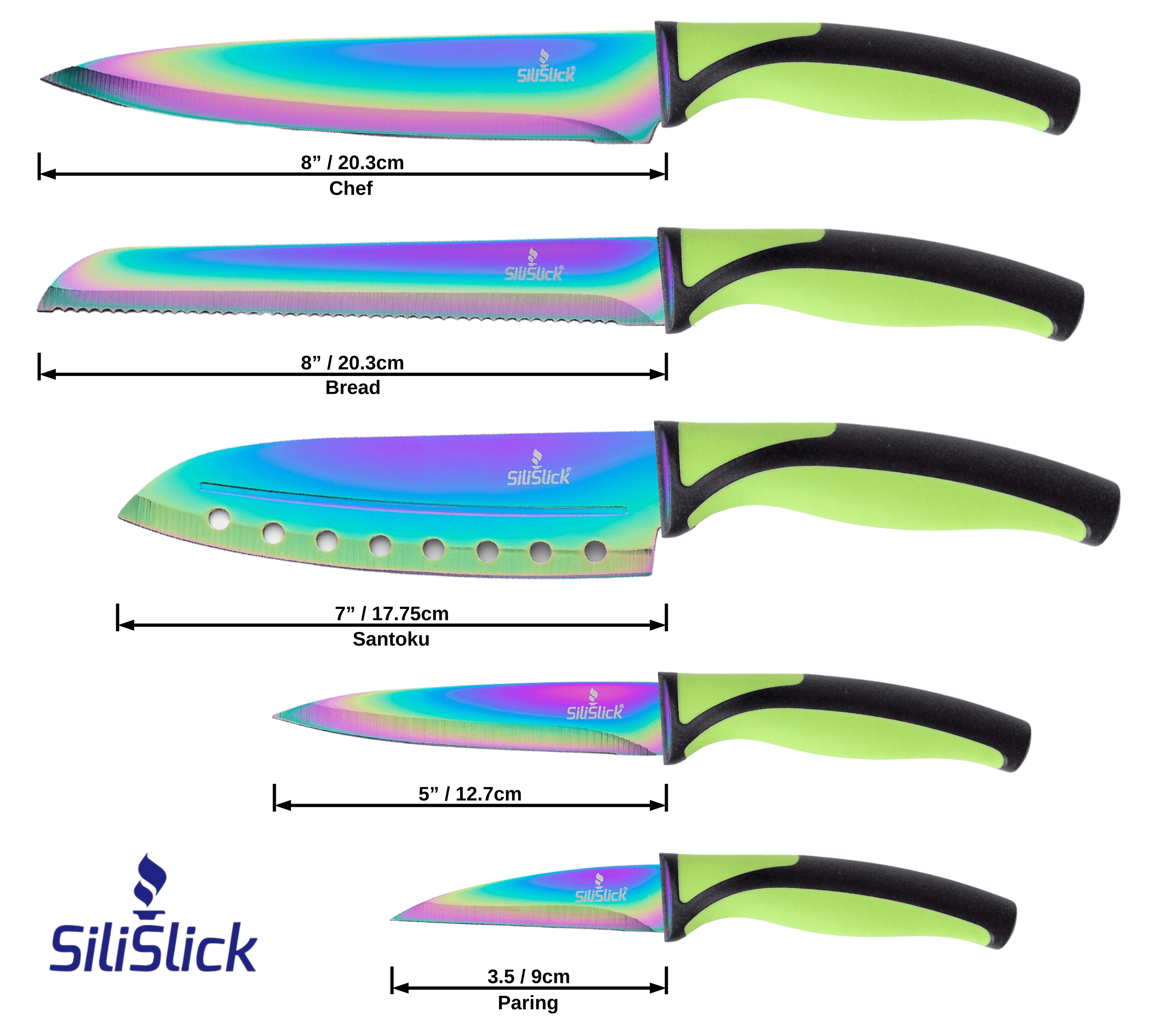 Kitchen Knife Set - Green Handle