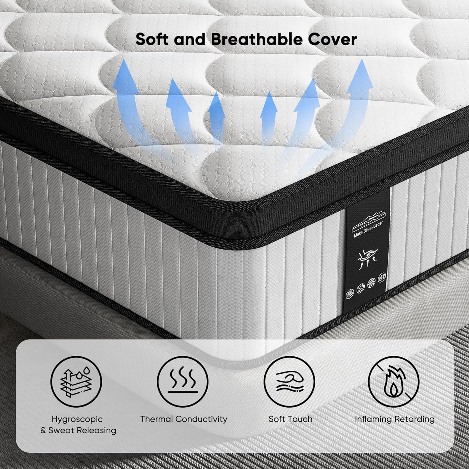 Orthopedic Breathable Cooling Queen Size Hybrid Mattress